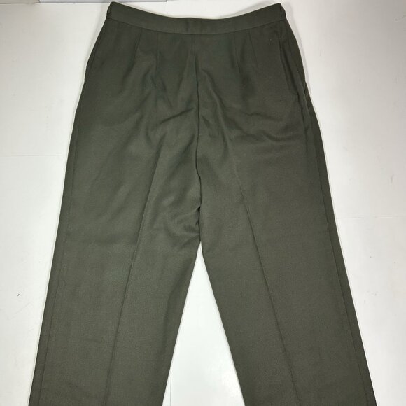 Vtg Part One Women Pleated Front Dress Pants Army Green Buckle Straps Sz 12 - Picture 7 of 9